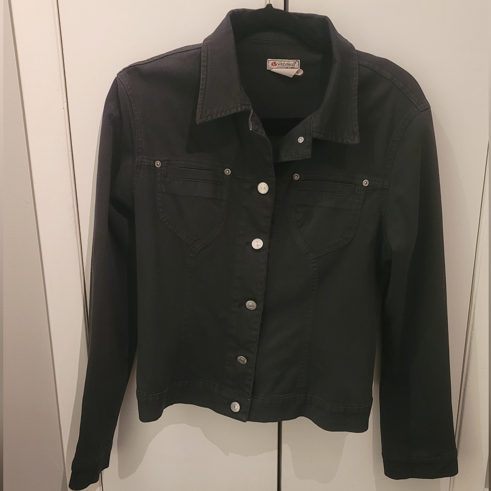 Form fitting Black Cotton/Elastane jacket Made in Italy